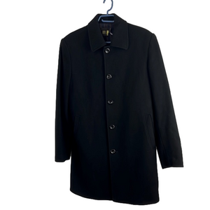 Dekker Wool-Blend Military-Style Black Coat
